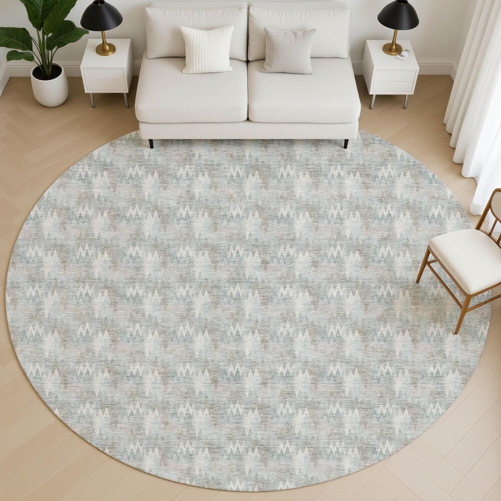 Dalyn Rug Company Soft Essentials Chevron Sky 8' Round Area Rug, , large