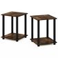 HOMLUX 2-Tier End Table in Amber Pine and Black (Set of 2), , large