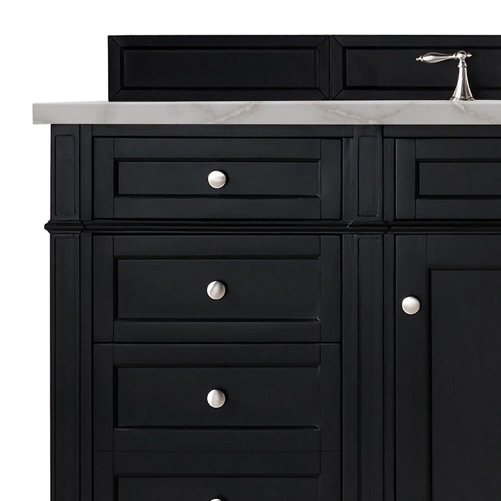 James Martin Vanities Brittany 60&quot; Single Bathroom Vanity in Black Onyx with 3 cm Victorian Silver Quartz Top and Rectangular Sink, , large