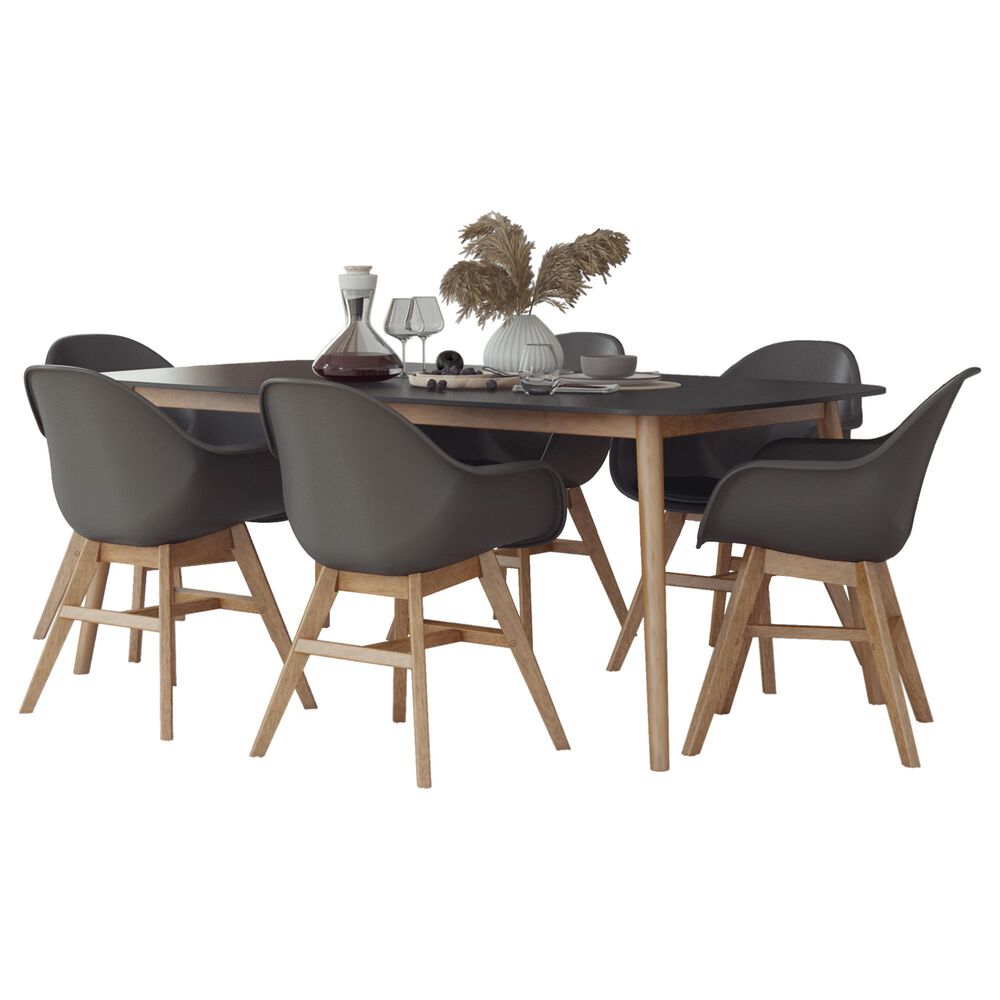 Midtown Concepts Chamonix and Concarneau 7-Piece Dining Set in Black, Brown and White, , large