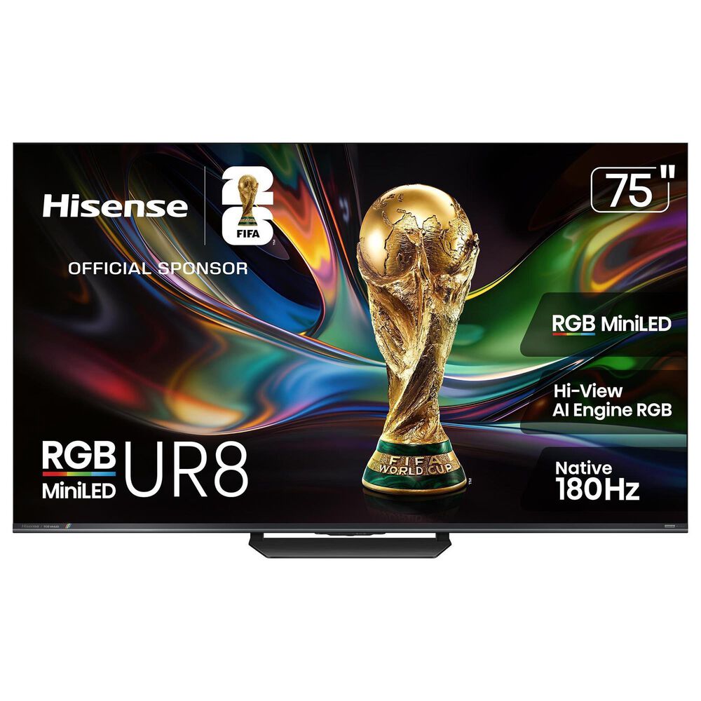 Hisense 75" Class UR8 RGB Mini-LED Series UHD 4K HDR - Smart Google TV with 5.1.4 Channel Soundbar System in Black, , large