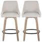 LumiSource Hannah Swivel Counter Stool with Cream Fabric Upholstery in Whitewashed and Black (Set of 2), , large