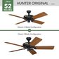Hunter Original 52" Outdoor Ceiling Fan with Teak Blades in Matte Black, , large