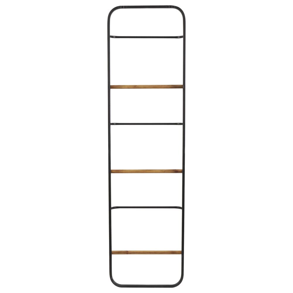 Maple and Jade 6-Rung Decorative Ladder in Matte Black and Brown, , large