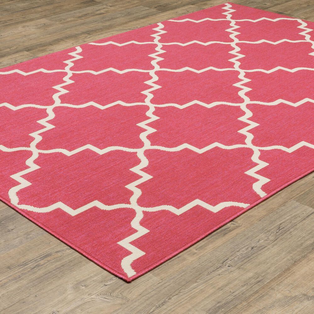 Oriental Weavers Havana Pink and Ivory 3'3" x 5' Indoor/Outdoor Area Rug, , large