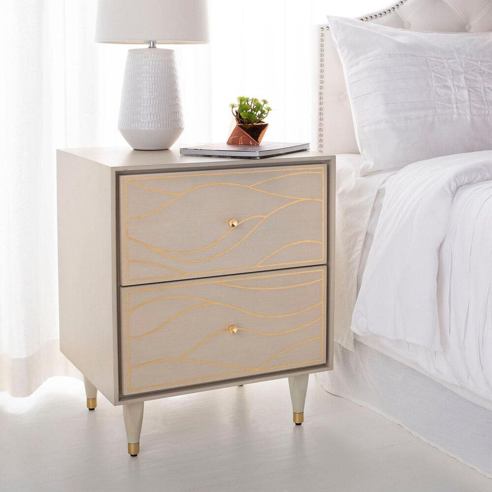 Safavieh Broderick Nightstand in White Gold, , large