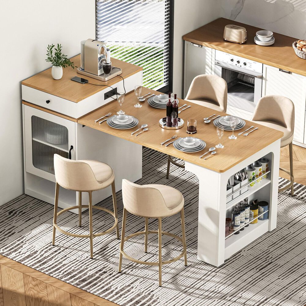 HOMLUX 60" Kitchen Island in White, , large