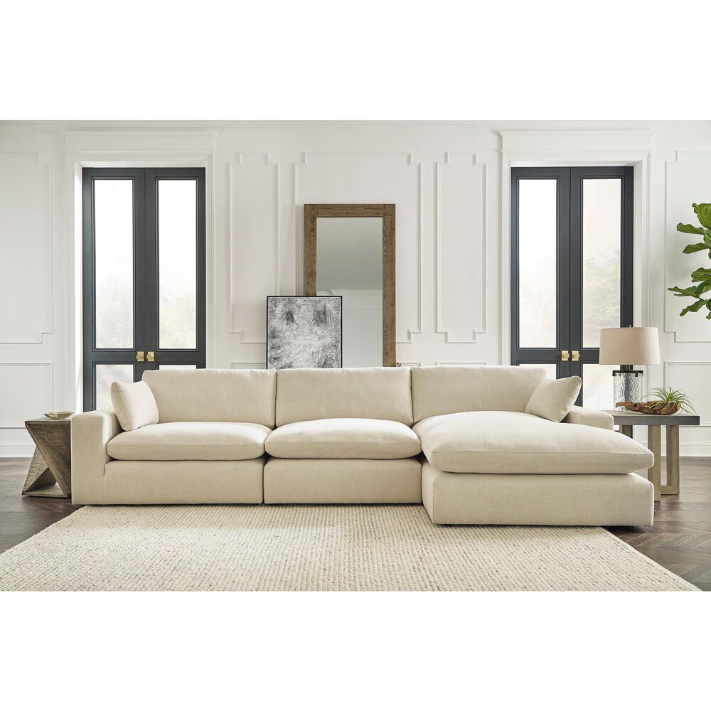 Ashley Elyza 3-Piece Right Facing Sectional with Chaise in Linen, , large