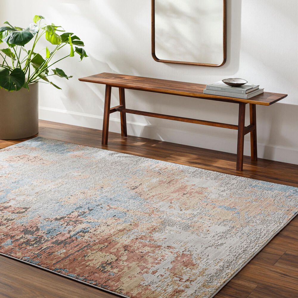 Surya Alpine 5&#39;3&quot; x 7&#39;3&quot; Peach, Blue, Light Gray, Off-White, Charcoal, Medium Gray and Rust Area Rug, , large