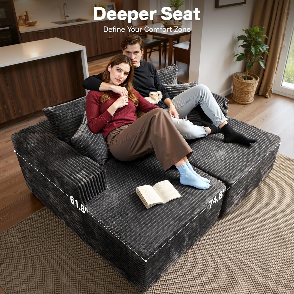 HOMLUX Sectional Sofa,  with High-Density Foam, Standard Plush Couch in Grey, , large