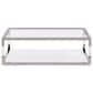 Urban Home Jasper Coffee Table in Polish Stainless Steel and Clear, , large