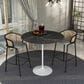 Leisuremod LeisureMod Verve Collection Modern Bar Height Table White Base with 48 Round Black Marbelized MDF Top, , large