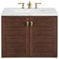 James Martin Vanities Amberly 30" Single Bathroom Vanity in Walnut with 3 cm Ethereal Noctis Quartz Top and Rectangular Sink, , large