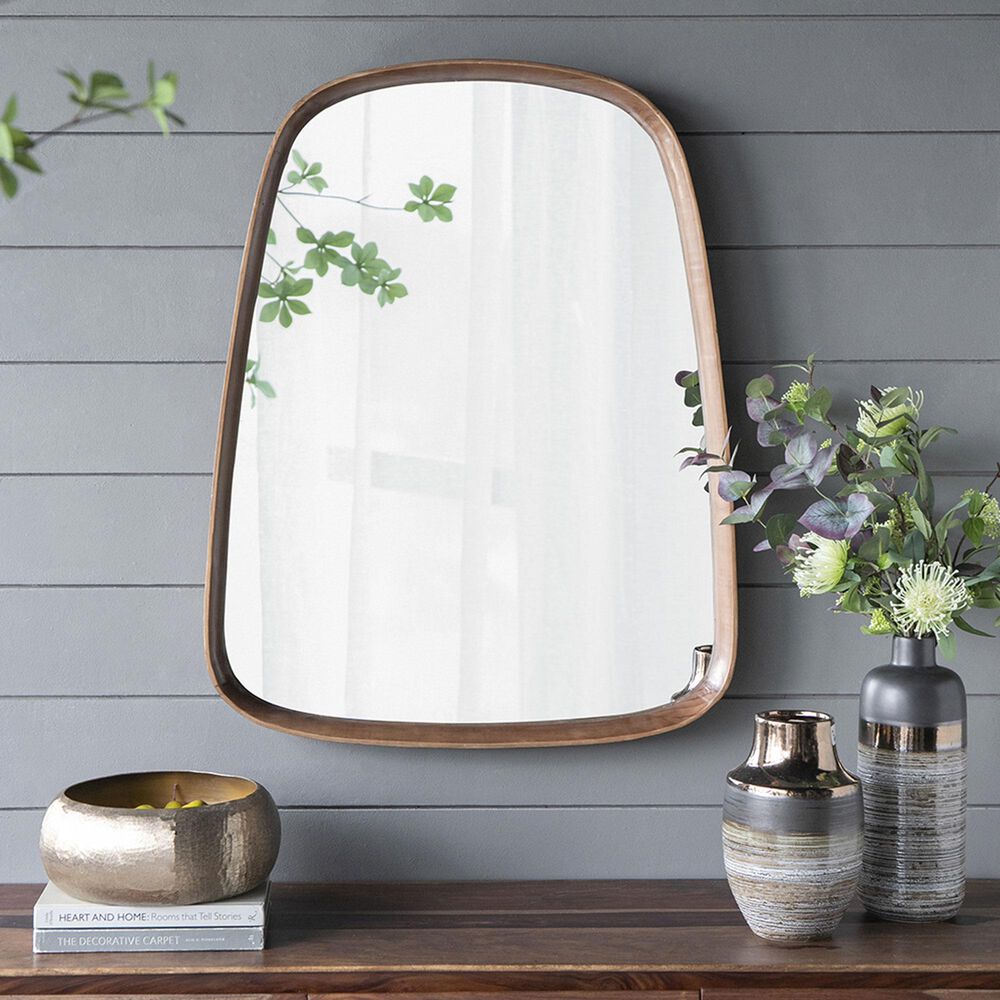 A&amp;B Home Wayne 37.5&quot; Curved Accent Wall Mirror in Brown, , large