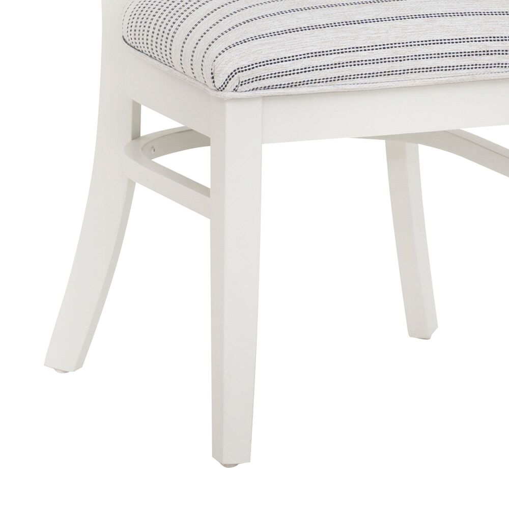 Linon Home Decor Lainey Side Chair with Light Grey Stripe Cushion in White (Set of 2), , large