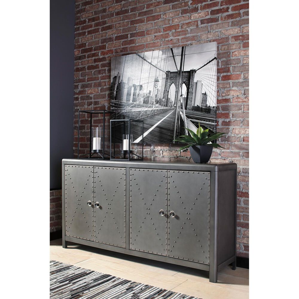 Signature Design by Ashley Rock Ridge Accent Cabinet in Gunmetal, , large