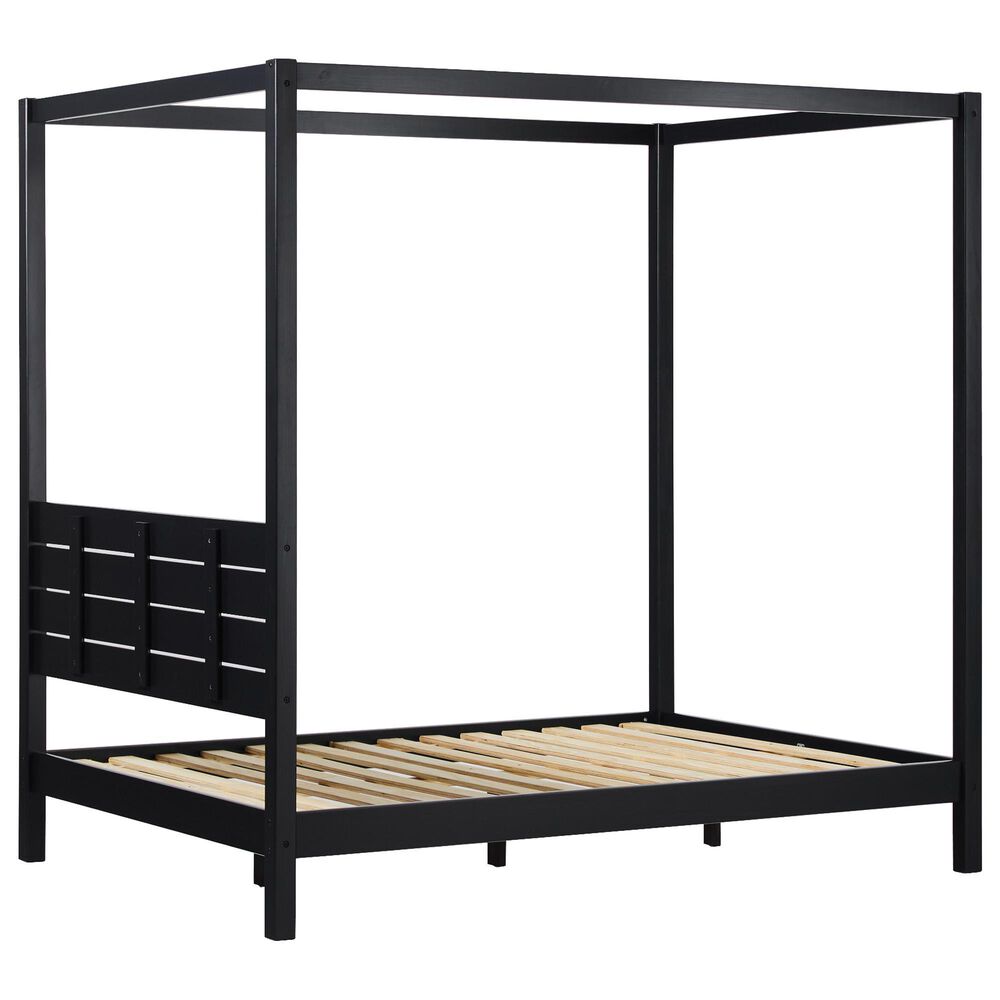 Walker Edison Isla Full Canopy Bed in Black, , large