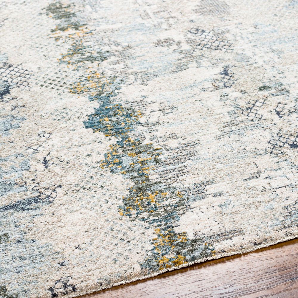 Surya Dresden Off-White, Taupe, Dusty Sage, Ink Blue, Light Gray and Deep Teal 2'7" x 10' Runner, , large