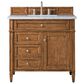 James Martin Vanities Brittany 36" Single Bathroom Vanity in Saddle Brown with 3 cm Eternal Jasmine Pearl Quartz Top and Rectangular Sink, , large