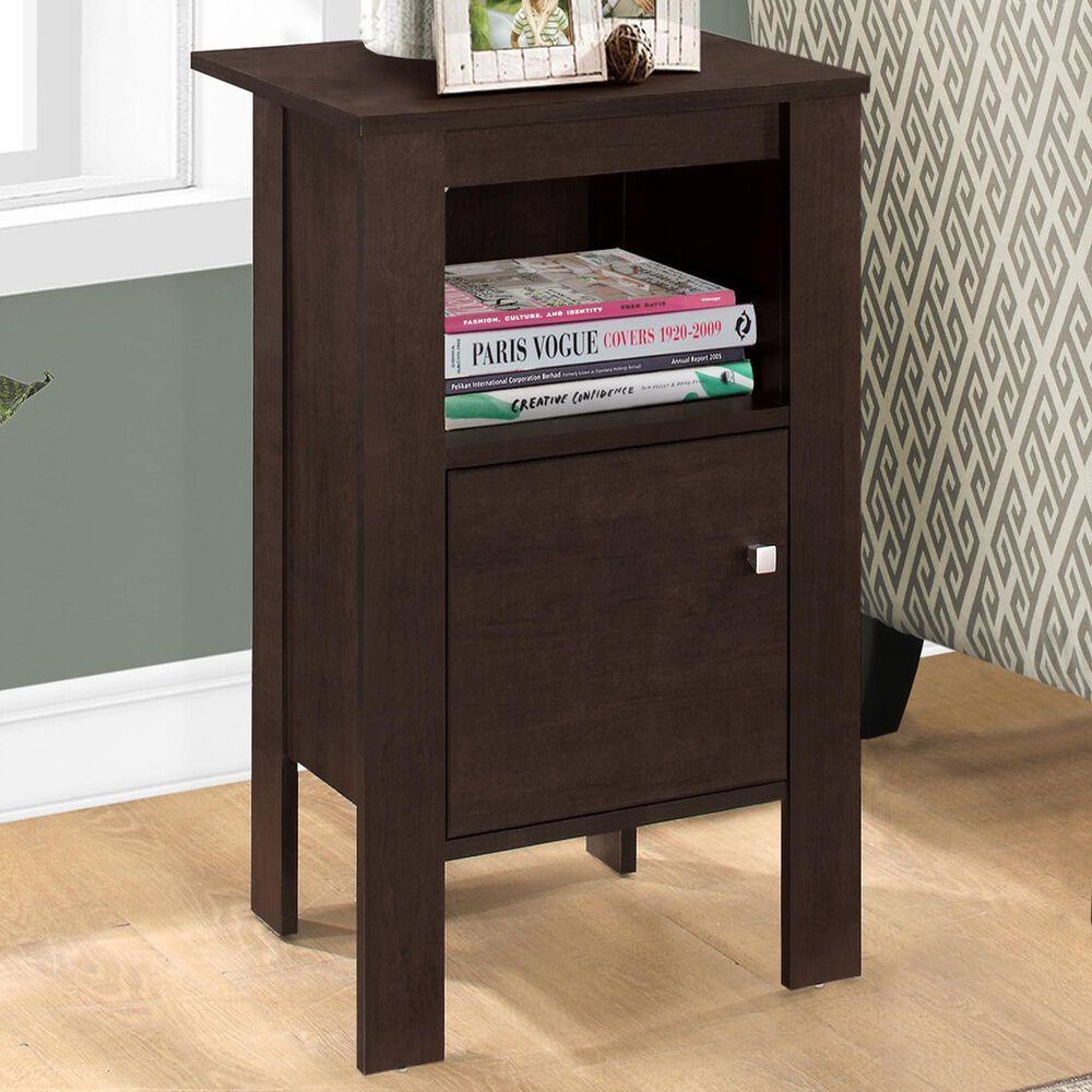 Monarch Specialties 1-Door Nightstand in Espresso, , large