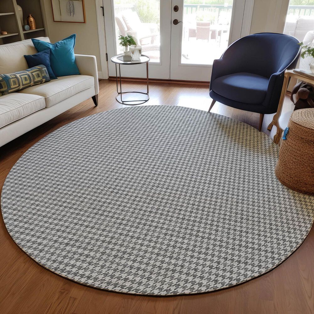 Dalyn Rug Company Hinton 6&#39; Round Grey Indoor/Outdoor Area Rug, , large