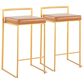 LumiSource Fuji 26" Stacker Counter Stool with Camel Upholstery in Gold (Set of 2), , large