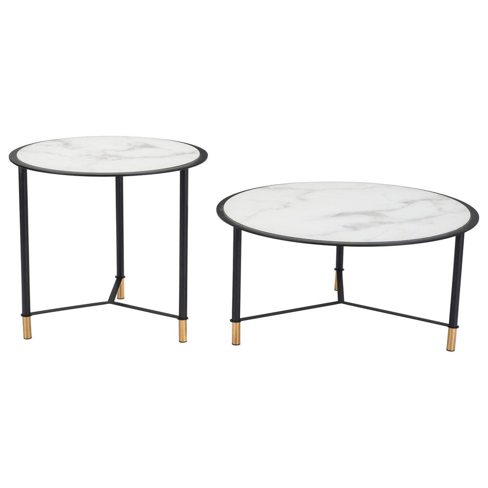 Zuo Modern Davis Coffee Table in Black, White, Black and Gold &#40;Set of 2&#41;, , large