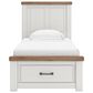 Ashley Savonport Twin Storage Bed with Dresser Chest and Nightstand in White and Brown, , large