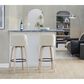 LumiSource Toriano Swivel Bar Stool with Cream Fabric Upholstery in Whitewashed and Black (Set of 2), , large