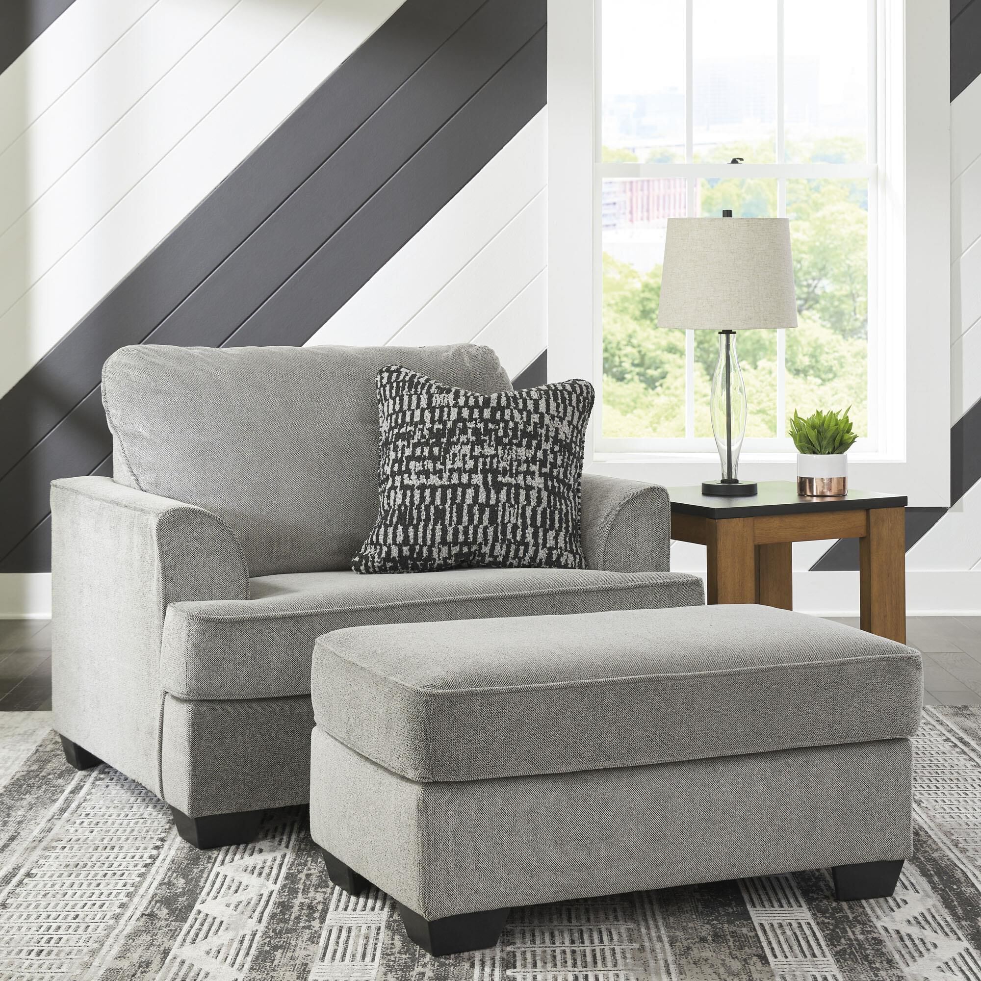 Oversized grey chair and ottoman deals