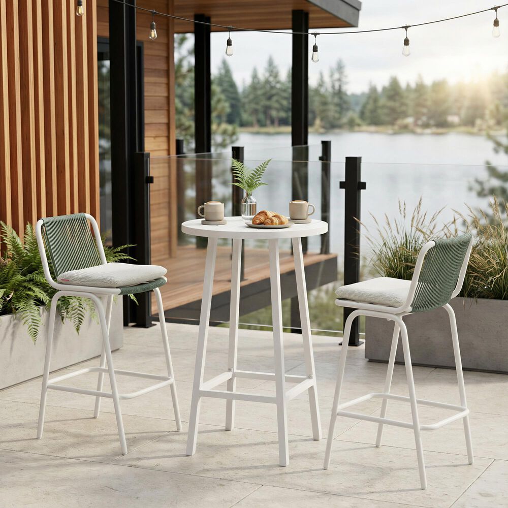 Zuo Modern Luft Patio Barstool in Beige and Green (Set of 2), , large