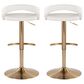 LumiSource Grotto Adjustable Bar Stool with White Faux Leather Upholstery in Gold (Set of 2), , large