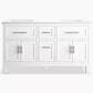 Kohler Quo 60" Double Bathroom Vanity in White with 3 cm Pure White Quartz Top and Oval Sinks, , large