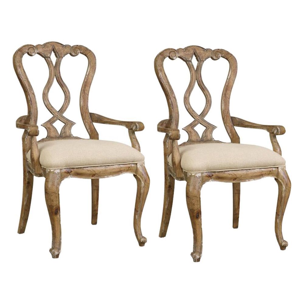 Hooker Furniture Chatelet Splatback Arm Chair in Flax Natural (Set of 2), , large