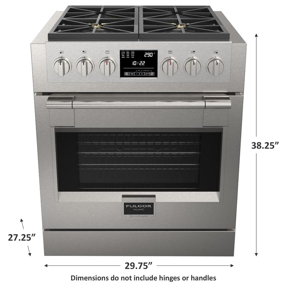 Fulgor Milano Sofia 4.1 Cu. Ft. 30&quot; Professional Dual Fuel Range in Stainless Steel, , large