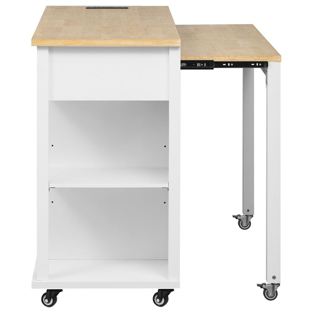 HOMLUX 47" Kitchen Island with Extendable Dining Table in White, , large