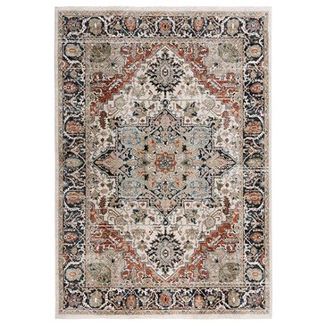 RIZZY Stratford 7"10" x 9"10" Neutral and Red Area Rug, , large
