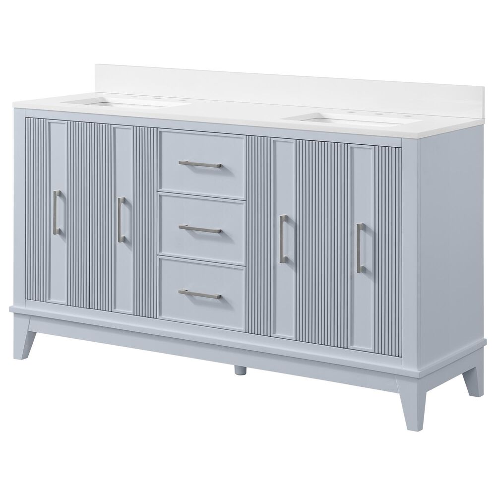 37B Fenwick 60" Double Bathroom Vanity in Soft Blue with Glossy White Composite Stone Top and Backsplash, , large