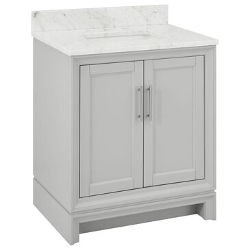 Greentouch ED Ellen DeGeneres Anaheim 30" Single Bathroom Vanity in Light Gray with 1" Natural Carrara Marble Top and Undermount Rectangular Sink, , large