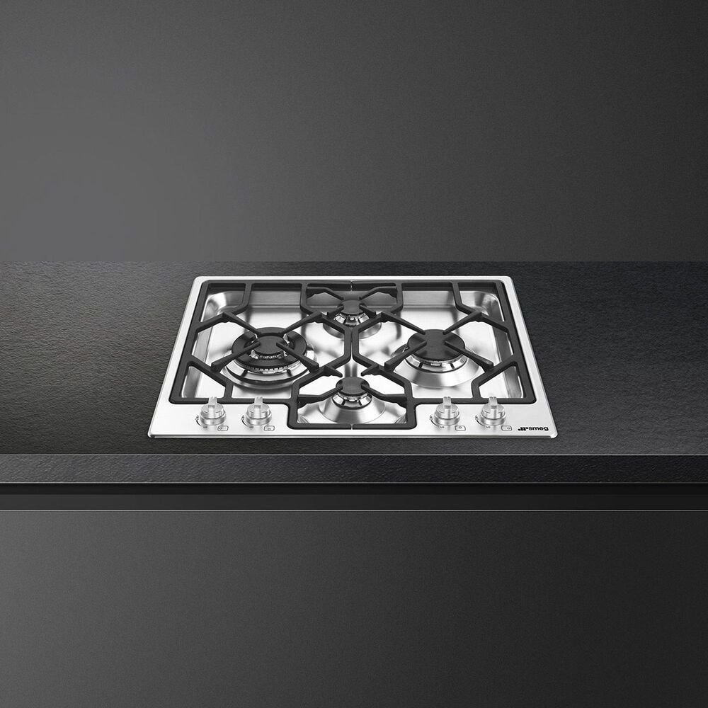 SMEG Classic 24" Corner Control Location Gas Cooktop in Stainless Steel, , large