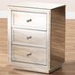 Baxton Studio Lina Mirrored 3-Drawer End Table in Silver, , large