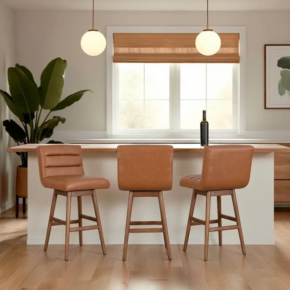 Armen Living Elias 30" Swivel Bar Stool in Chestnut, , large