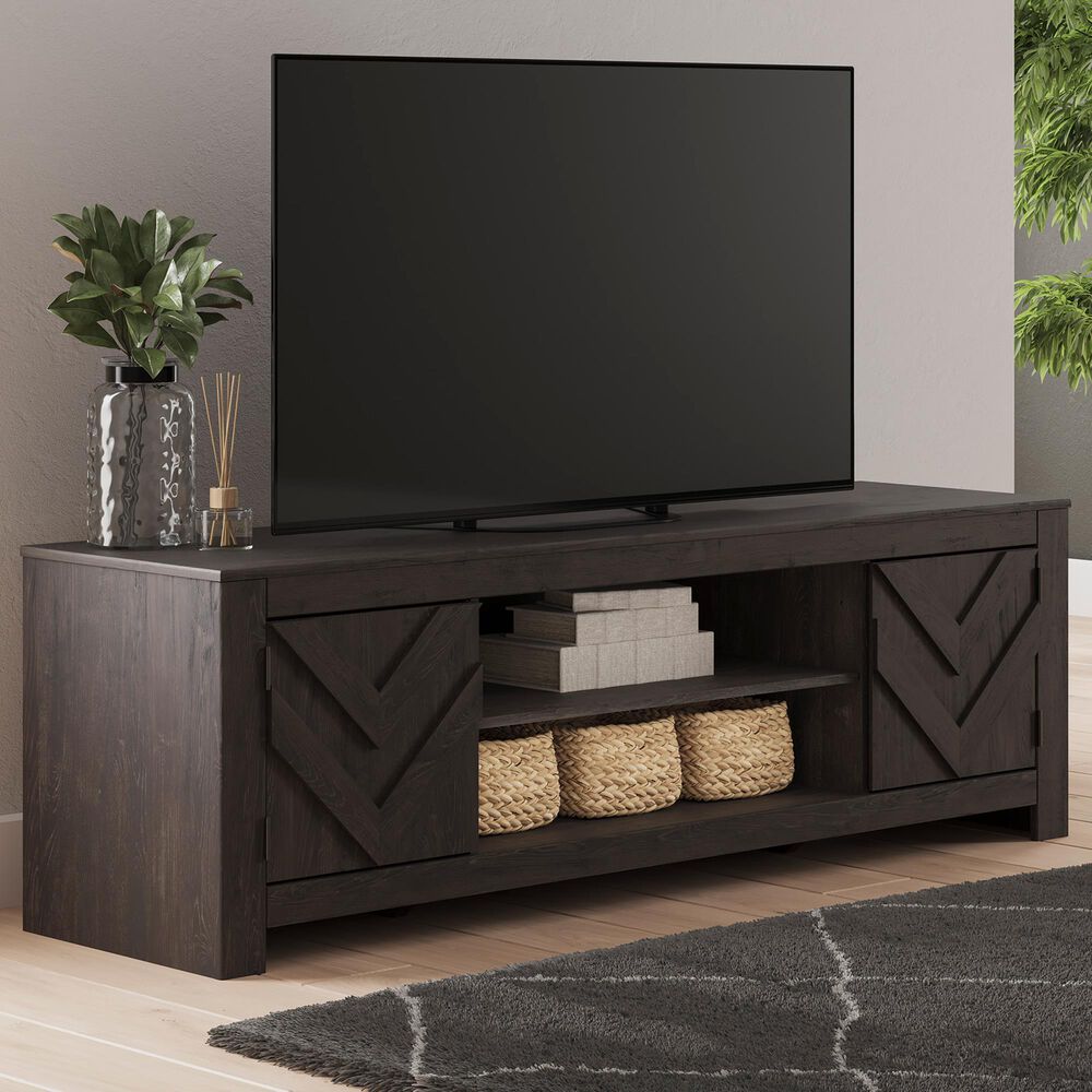 Ashley Cayboni 71" LG TV Stand in Dark Charcoal, , large