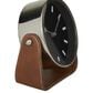 Maple and Jade Decorative Table Clock with Brown Leather Stand in Polished Gold, , large