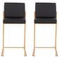 Lumisource Fuji High Back Counter Stool with Black Faux Leather Cushion in Gold (Set of 2), , large