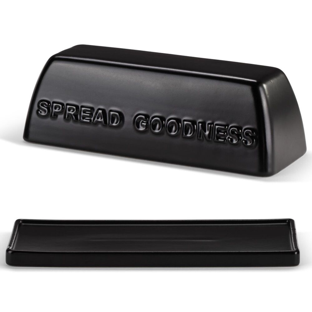 Demdaco Spread Goodness Butter Dish in Black, , large