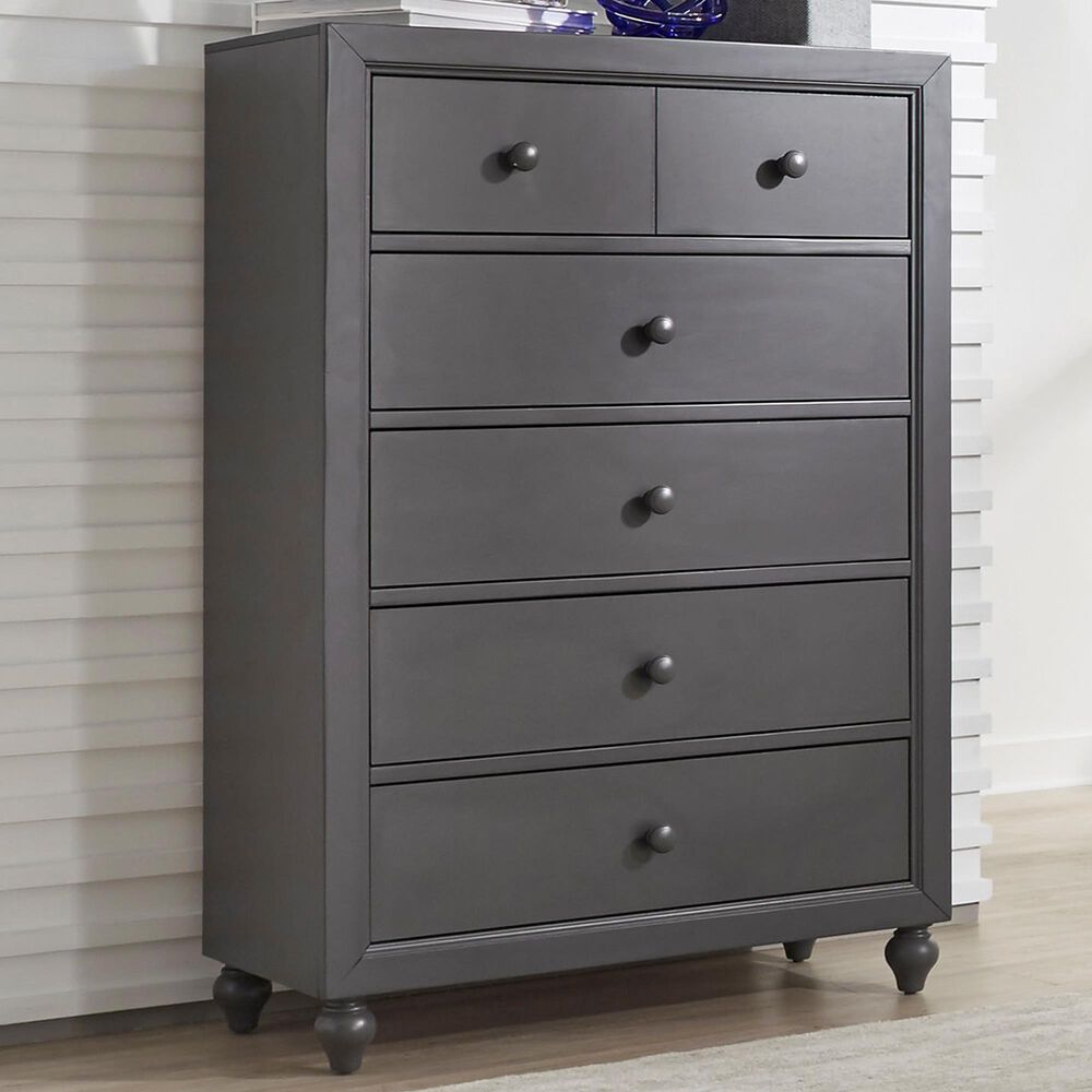Belle Furnishings Cottage View 5 Drawer Chest in Dark Gray, , large