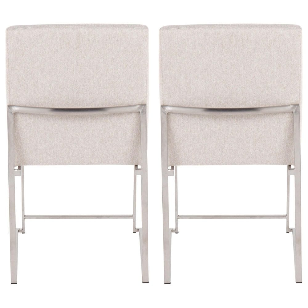 Lumisource Fuji Side Chair with Beige Cushion in Brushed Stainless Steel &#40;Set of 2&#41;, , large