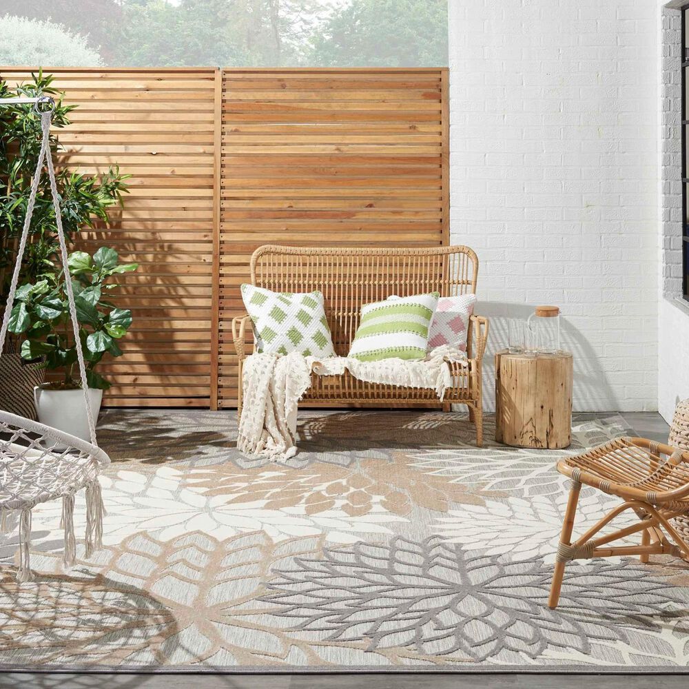 Nourison Aloha Floral 10&#39; x 14&#39; Natural Indoor/Outdoor Area Rug, , large