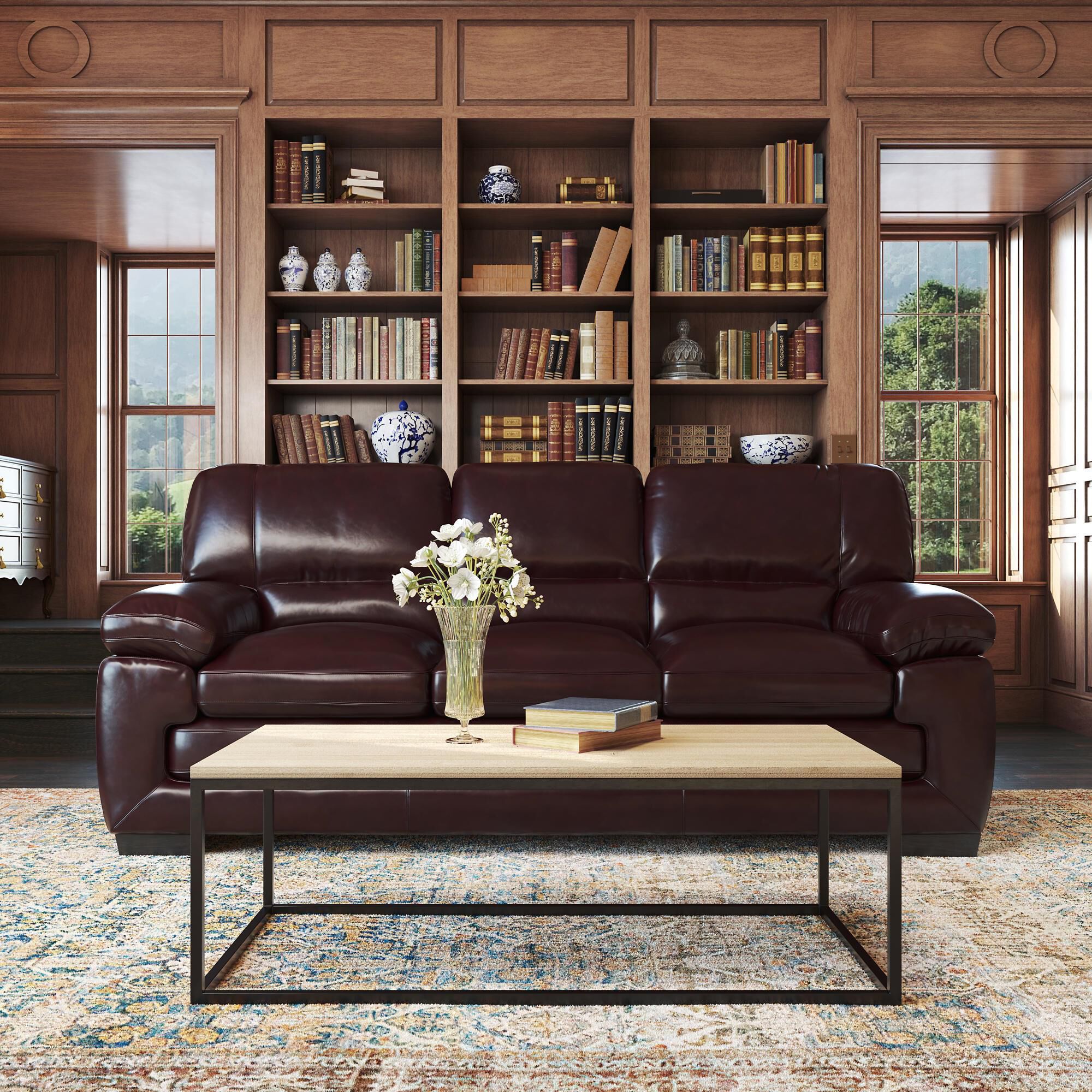 Simon li olathe brown top grain leather sofa sale